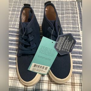 New Toms Youth Carlo Mid Boys Sneakers 2M Navy Heritage Canvas